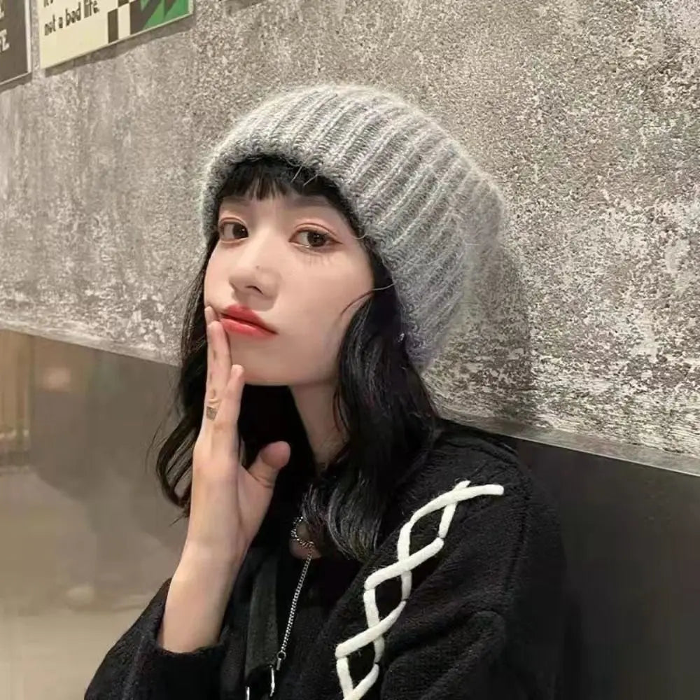 Women's Winter Knitted Beanie Hat – Warm Casual Stacking Bonnet Cap, Solid Color Unisex Hip-Hop Hat for Men & Women
