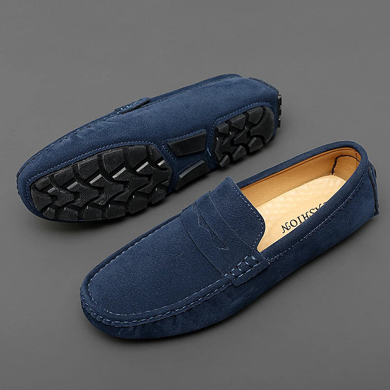 Mocassins en daim pour hommes – Chaussures de conduite décontractées classiques, Chaussures plates confortables à enfiler et Mocassins