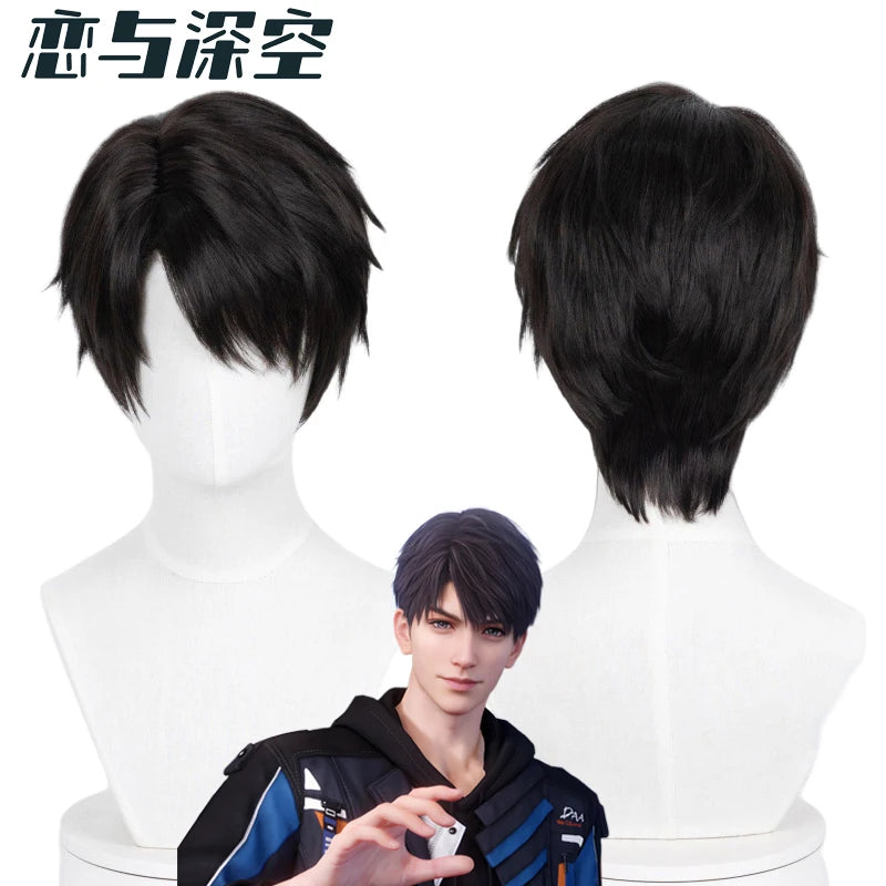 Love and Deepspace Caleb Inspired Cosplay Wig – Men’s Black Short Heat Resistant Synthetic Hair for Carnival, Party & Roleplay Accessories