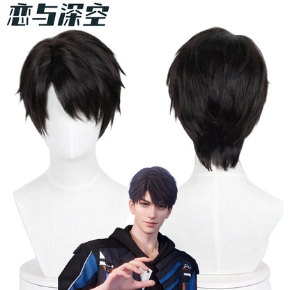 Love and Deepspace Caleb Inspired Cosplay Wig – Men’s Black Short Heat Resistant Synthetic Hair for Carnival, Party & Roleplay Accessories