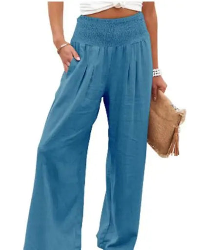 Pantalon ample décontracté pour femme, taille mi-haute avec cordon de serrage, style européen et américain, idéal pour la plage au printemps et en été