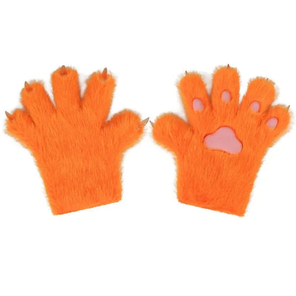 Furry Animal Paw Gloves for Teens & Adults – Plush Cat Paw Mittens for Anime Cosplay, Halloween, Lolita Fashion & Costume Accessories