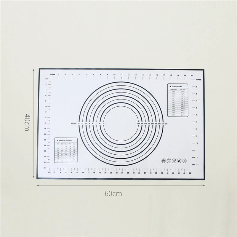 Tapete de silicona para hornear - Tapete antiadherente para amasar masa de 40/50/60 cm, lámina grande de cocina para extender masa para pizza, pan, pastel y preparación de horneado, almohadilla reutilizable de grado alimenticio