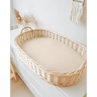 Sábana de cuna de algodón muselina suave y transpirable para bebé – Sábana ajustable universal para cunas de recién nacidos, moisés y camas infantiles
