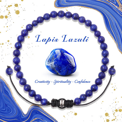 Bracelet perles de tourmaline noire naturelle – Bracelet ajustable tressé en corde avec carte cadeau pour hommes et femmes