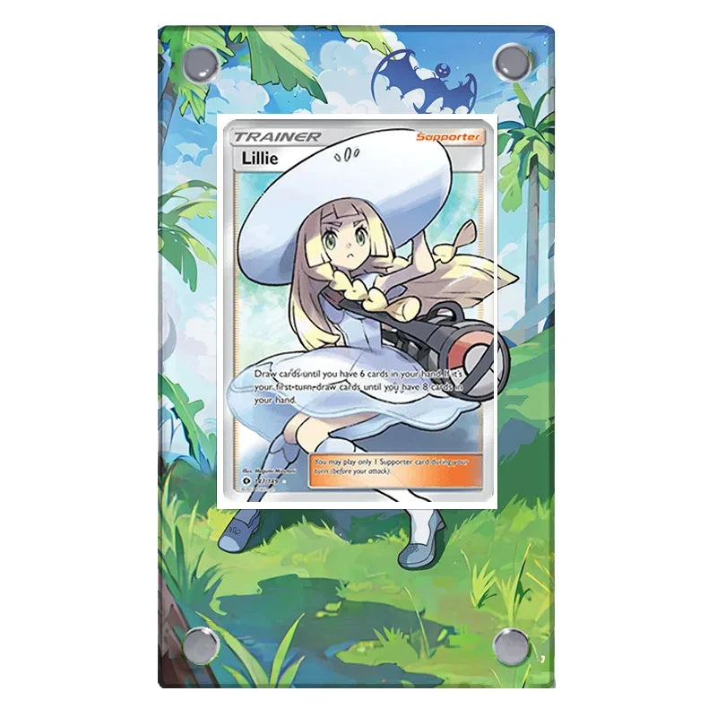 Expositor de metacrilato para cartas Pokémon – Psyduck, Bulbasaur, Mewtwo, Charmander y soporte protector para cartas de personajes