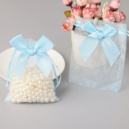 10/20/50PCS Organza Drawstring Gift Bags with Bow – Jewelry, Candy & Party Favor Pouches for Weddings, Christmas & Special Events