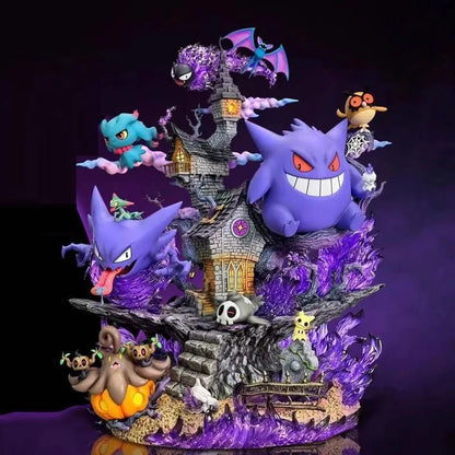 Lot de 3 figurines Pokémon Gengar Evolution de 32 cm – Grande statue anime de collection en PVC pour affichage sur bureau, collection et cadeaux