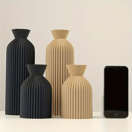 Elegante Jarrón Decorativo de Plástico Negro – Centro de Mesa Moderno Boho para Decoración de Hogar, Oficina y Sala de Estar