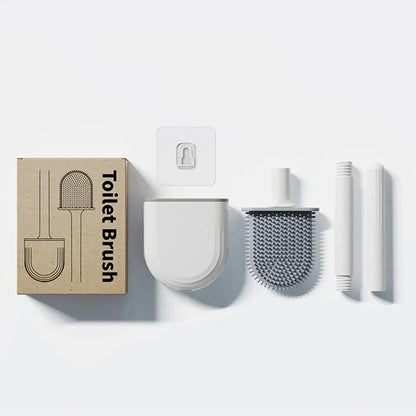 Juego de escobillas de inodoro de silicona – Limpiador de inodoro montado en la pared, kit moderno de cepillo de limpieza para WC, cepillo de silicona flexible con soporte de almacenamiento para baño y accesorios