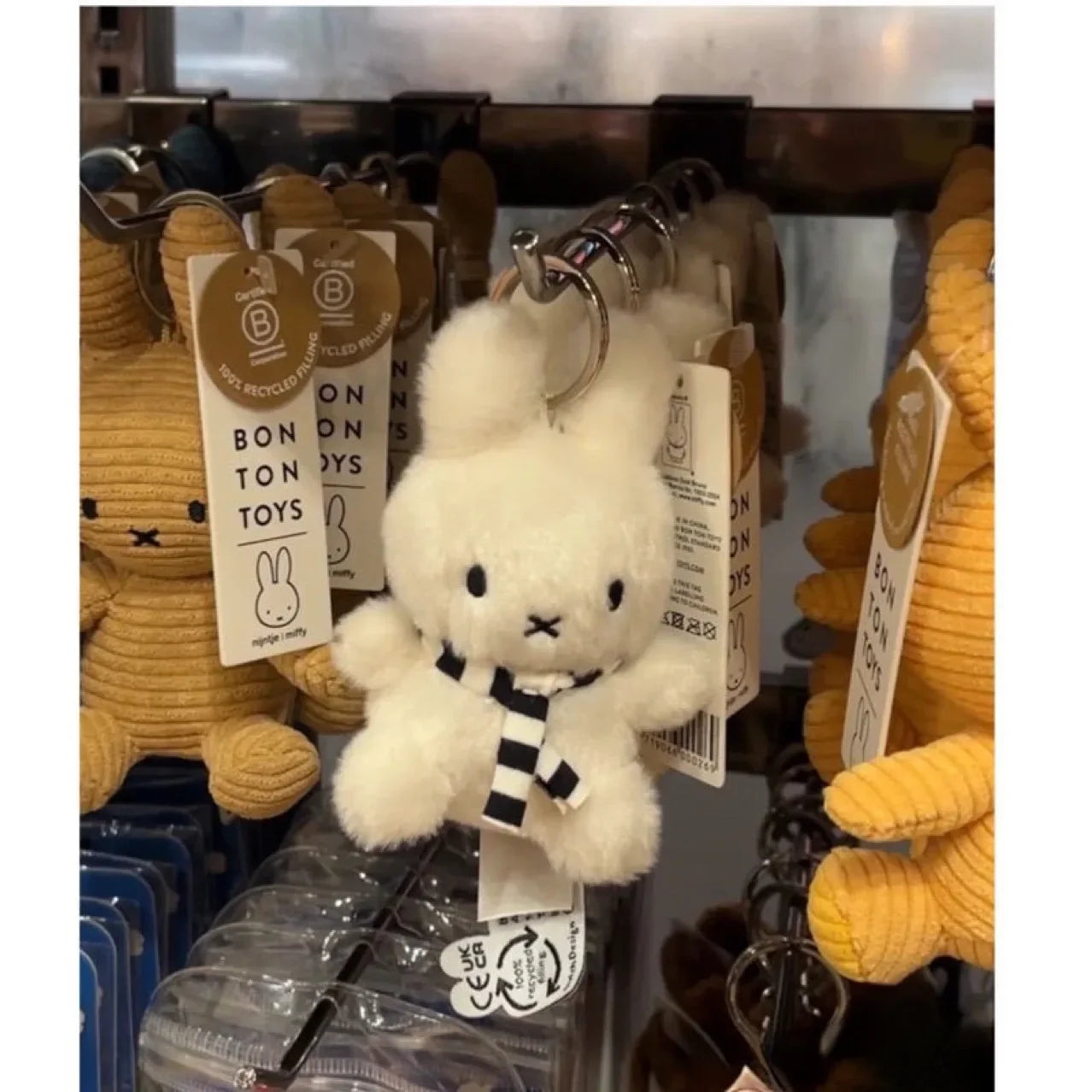 Kawaii Miffy Black & White Striped Scarf Hanging Doll – Cute Mini Figure Pendant Christmas Gift for Girls & Boys
