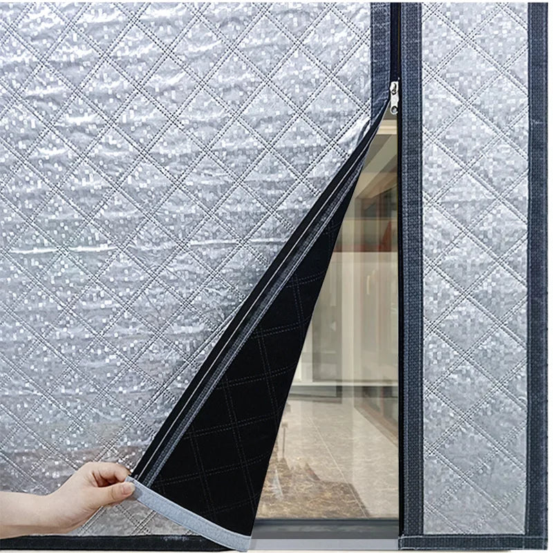 Cortina Térmica Aislante para Puerta – Divisor de Habitación Autoadhesivo con Doble Cremallera para Invierno