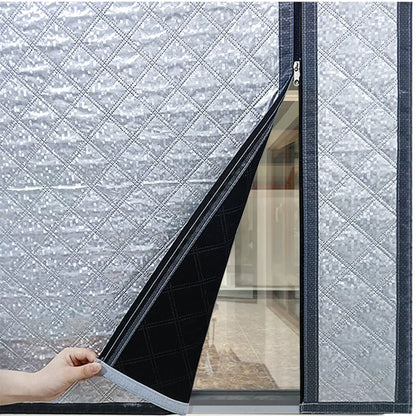 Cortina Térmica Aislante para Puerta – Divisor de Habitación Autoadhesivo con Doble Cremallera para Invierno