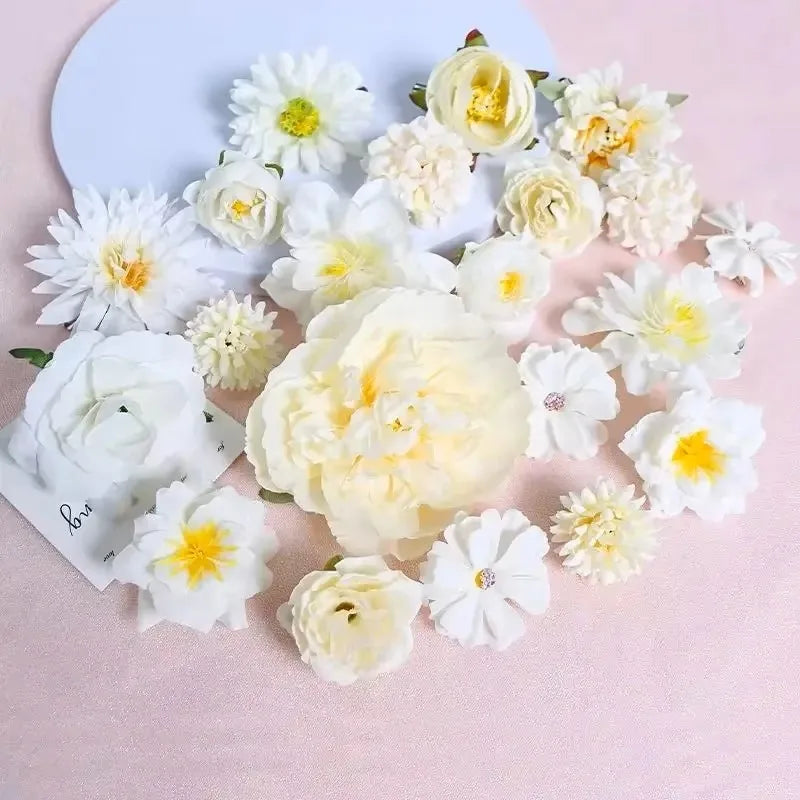 Lot de fleurs de roses artificielles en soie – 3/21 roses artificielles pour bouquets DIY, mariages et décoration intérieure