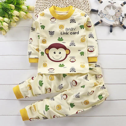 Conjunto de ropa de algodón para niños – Traje de otoño invierno para niños y niñas, cómodo conjunto de pijama de manga larga y pantalones, ropa informal de estar por casa para niños, ropa interior cálida y ropa de regalo de Navidad