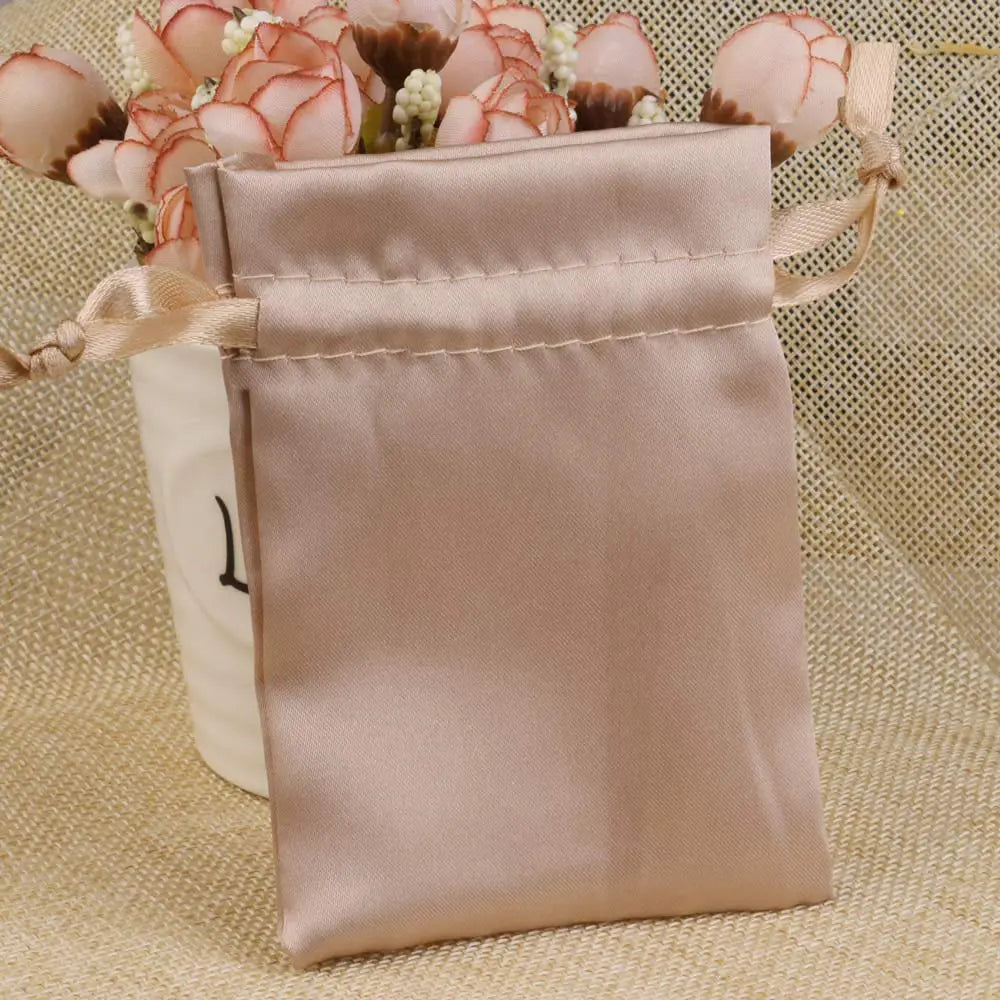 10/25/50PCS Bolsas de Regalo de Seda Satinada con Cordón para Joyas – Bolsitas de Lujo para Bodas, Fiestas, Dulces, Joyas y Empaque de Regalo
