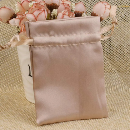 10/25/50PCS Bolsas de Regalo de Seda Satinada con Cordón para Joyas – Bolsitas de Lujo para Bodas, Fiestas, Dulces, Joyas y Empaque de Regalo