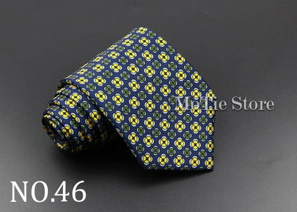 Men's 7.5cm Soft Silk Necktie – Floral & Dot Pattern Tie for Weddings, Business, Parties & Formal Wear