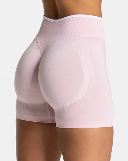 Women’s Seamless High Waist Gym Shorts Color Block Hip Lifting Yoga Running Sports Tight Shorts