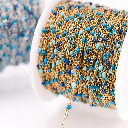 1M Stainless Steel Enamel Bead Chain – Colorful Dripping Oil DIY Chain for Necklaces, Bracelets & Jewelry Making