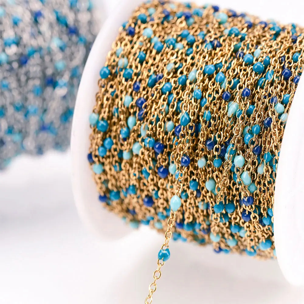 1M Stainless Steel Enamel Bead Chain – Colorful Dripping Oil DIY Chain for Necklaces, Bracelets & Jewelry Making