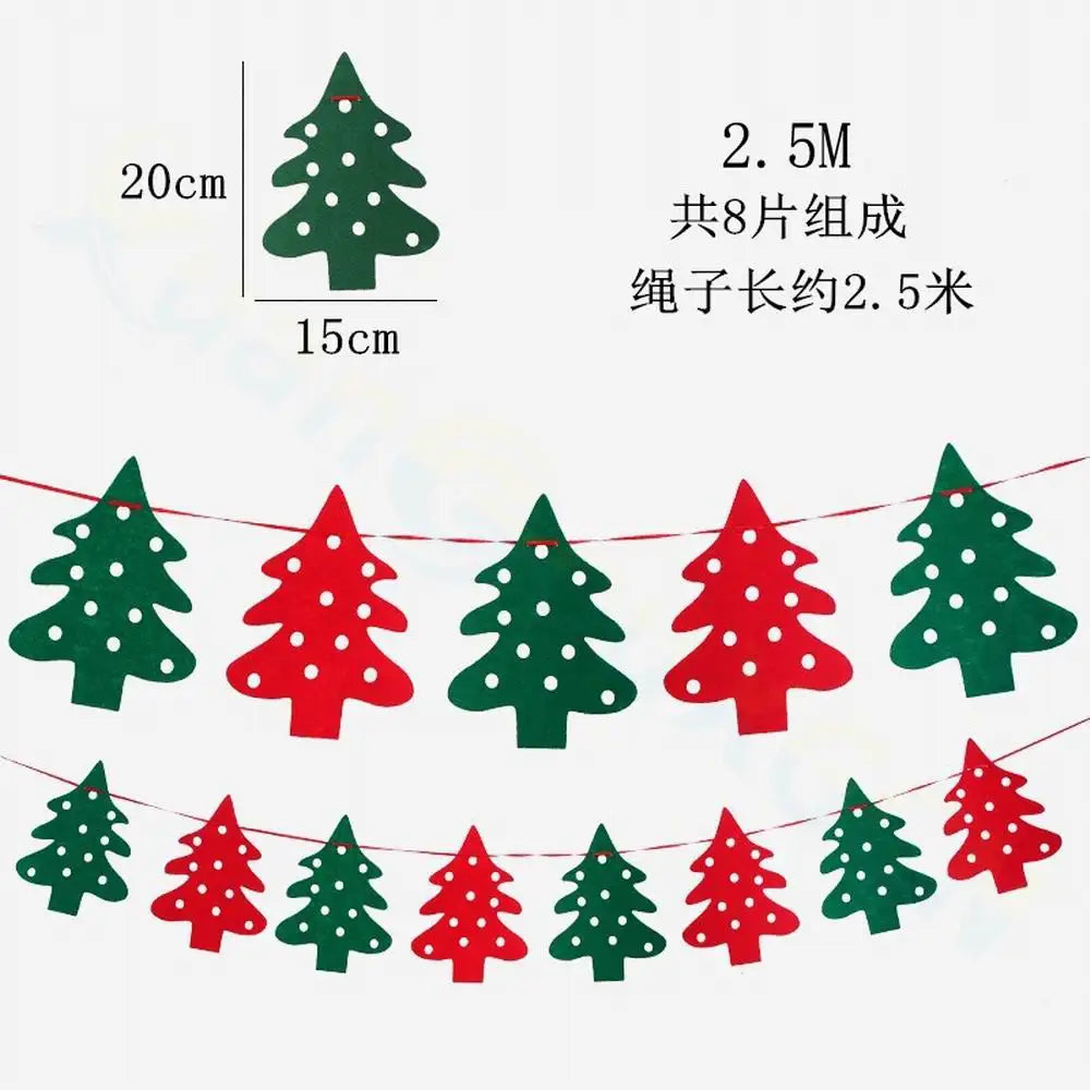 Felt Merry Christmas Banner – Santa Claus Xmas Flag Decoration for Home, Noel Holiday Party & New Year Decor