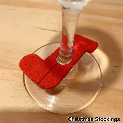 10PCS Felt Wine Glass Ring Cards – Christmas Table Decorations for Xmas, New Year’s Eve Parties, Home Decor & Holiday Events