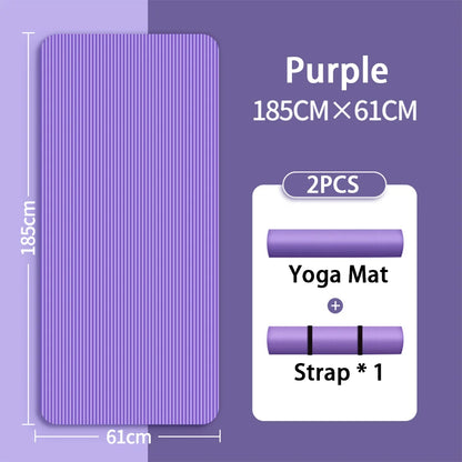 Colchoneta de Yoga NBR de 8MM – Colchoneta de Ejercicio Gruesa Antideslizante para Principiantes, Yoga en Casa, Baile, Entrenamientos de Fitness y Equipos de Entrenamiento de Suelo