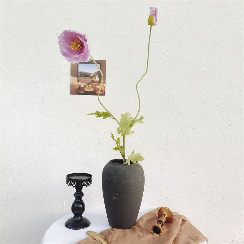 105cm Artificial Poppy Flowers – Large Realistic Faux Floral Stem for Wedding Decor, Vase Arrangements, Home Decoration, Photo Props & Window Displays