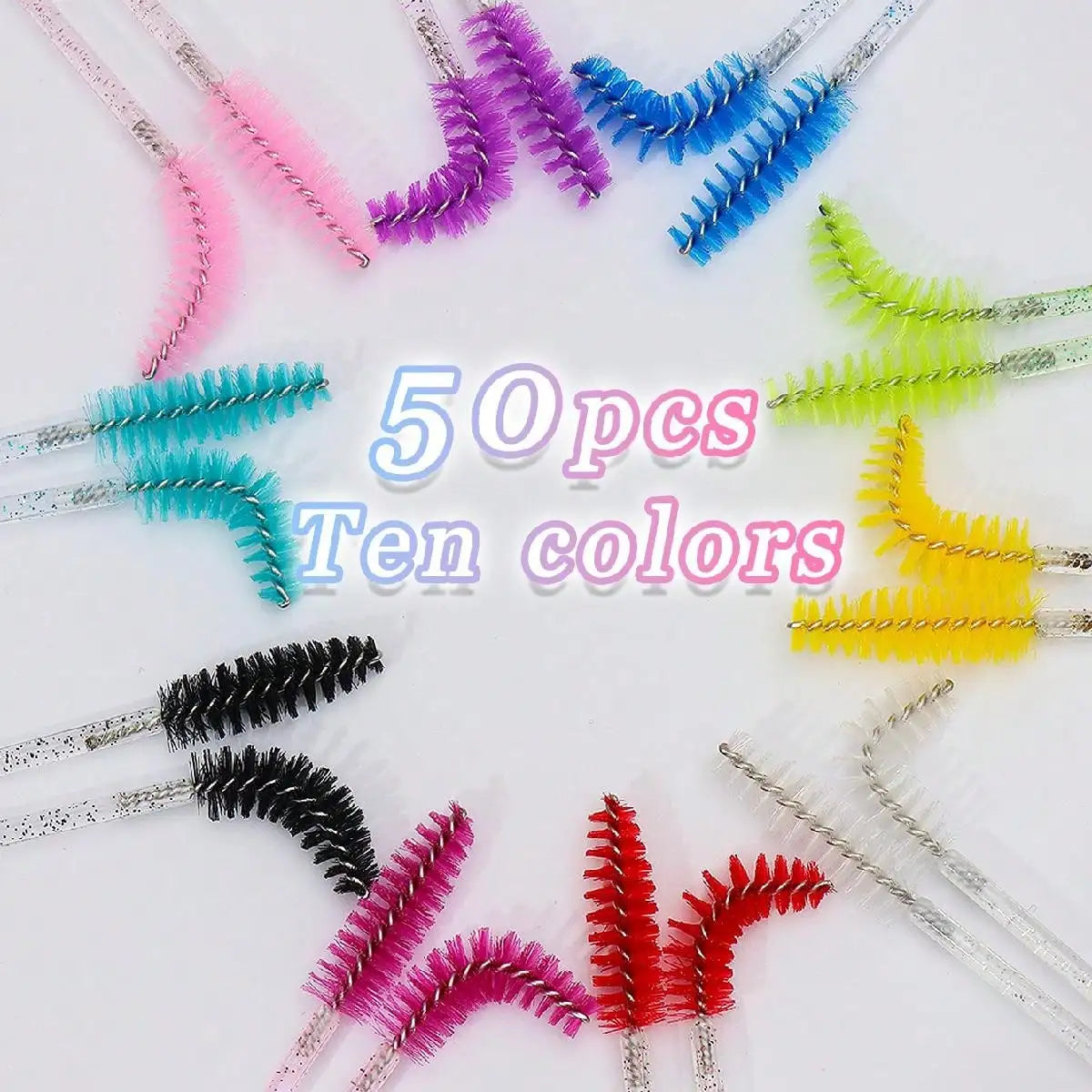 50 peines de cristal para pestañas, varitas de máscara desechables para extensiones de pestañas, aplicación de maquillaje y herramientas de belleza profesionales