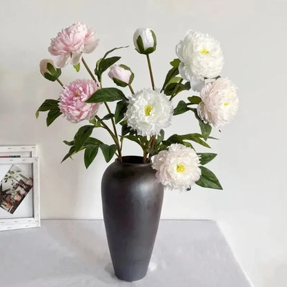 3 Heads Artificial Peony Flower Branch – 75cm Realistic Faux Peony Stem for Wedding Decor, Christmas Table Centerpieces, Home Decoration & Floral Arrangements
