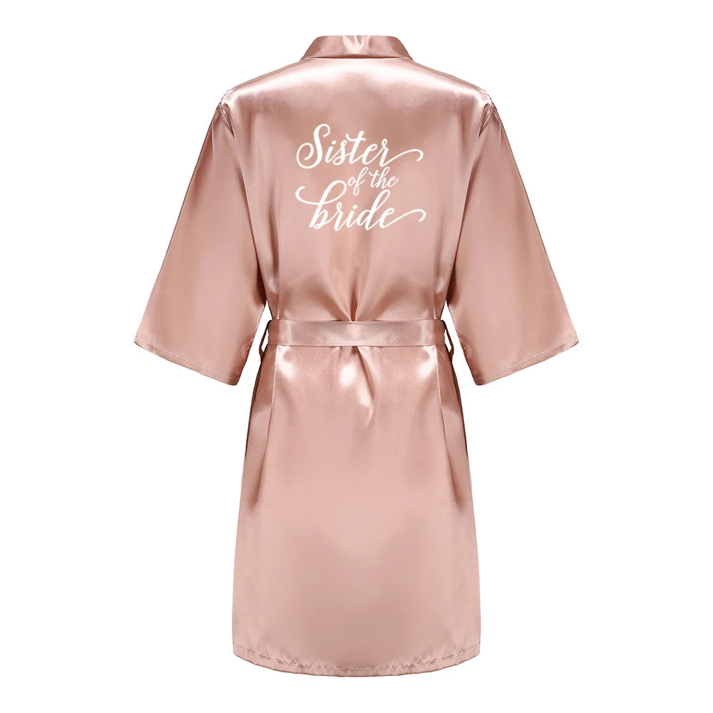 Rose Gold Satin Bridesmaid Robe – Team Bride Wedding Bathrobe for Women | Bridal Party Kimono Gown for Maid of Honor & Mother Gift