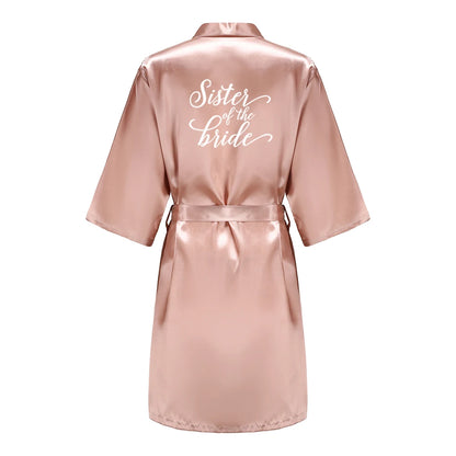 Rose Gold Satin Bridesmaid Robe – Team Bride Wedding Bathrobe for Women | Bridal Party Kimono Gown for Maid of Honor & Mother Gift