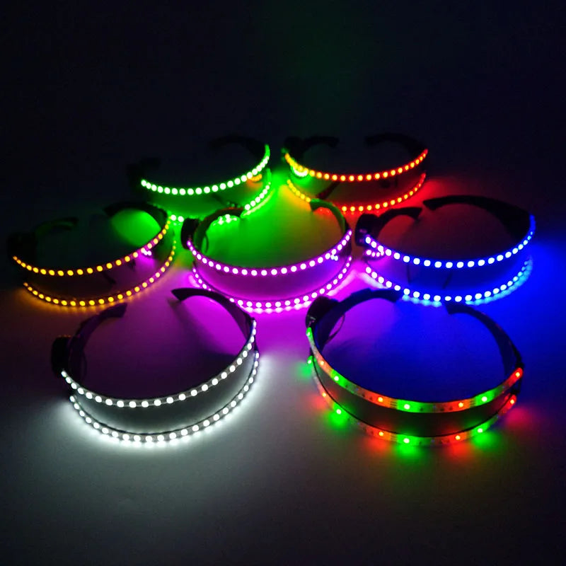 Gafas LED ciberpunk luminosas – Gafas futuristas con luz para cosplay, raves y fiestas de Halloween