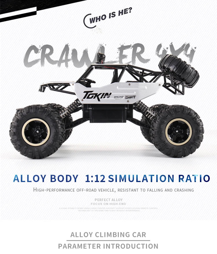 Oike Coche teledirigido 4x4 todoterreno 4WD RC Rock Crawler, coche RC de carreras y drifting todoterreno para niños y adultos