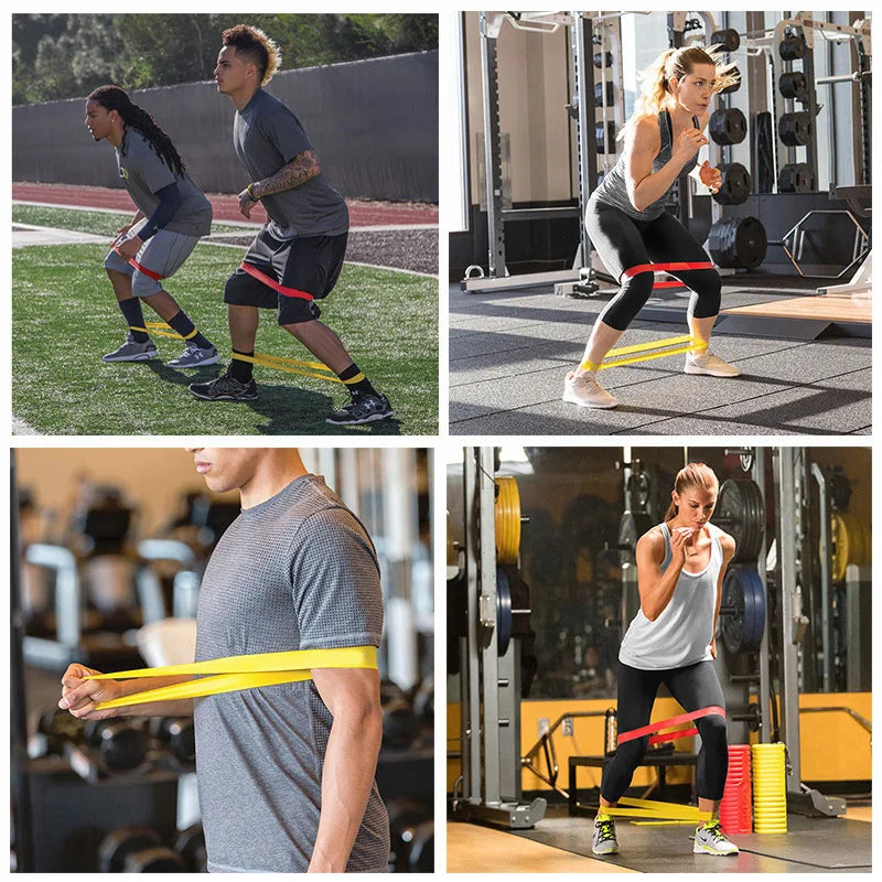 Lot de 5 bandes de résistance pour yoga – Bandes élastiques de Pilates pour musculation, étirements, entraînement musculaire et exercices de fitness à domicile