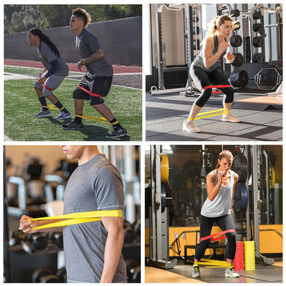 Lot de 5 bandes de résistance pour yoga – Bandes élastiques de Pilates pour musculation, étirements, entraînement musculaire et exercices de fitness à domicile