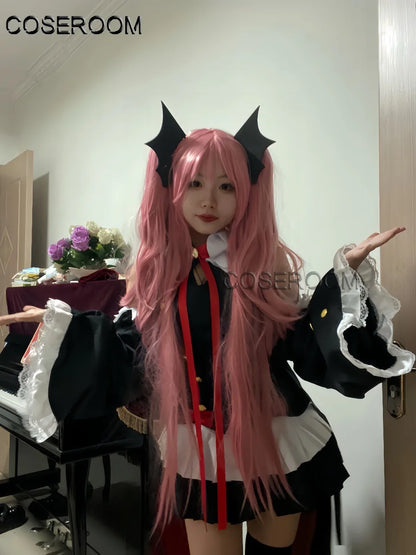 Krul Tepes Cosplay Costume – Seraph of the End Anime Vampire Witch Dress with Wig (Halloween Outfit)