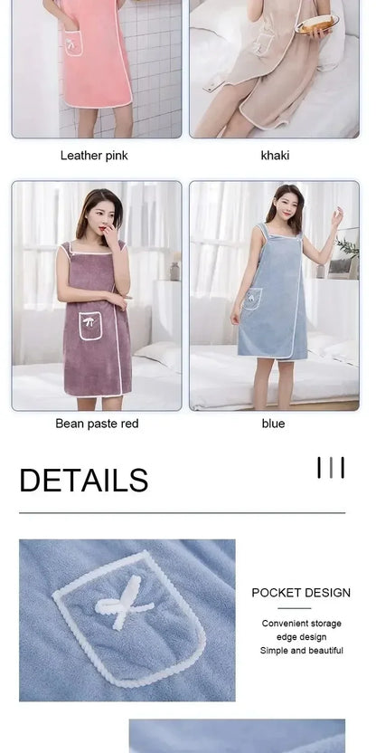 Women’s Wearable Bath Towel 85×140cm – Fast Drying Shower, Beach, Spa & Gym Bathrobe Wrap