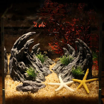 2PCS Resin Aquarium Canyon Decorations – Realistic Simulated Rock Ornaments for Fish Tanks, Underwater Aquascape & Aquarium Fish Decor