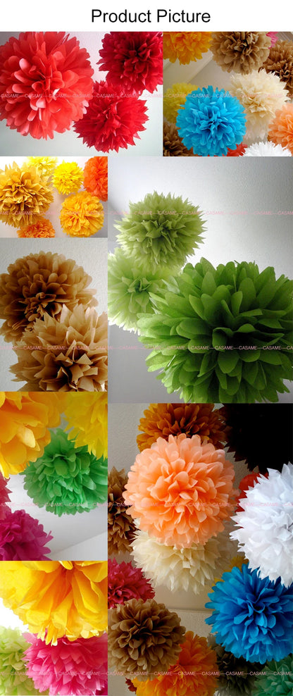 5PCS Tissue Paper Pom Poms – 4–12 Inch Paper Flower Balls for Weddings, Birthdays & Party Decorations
