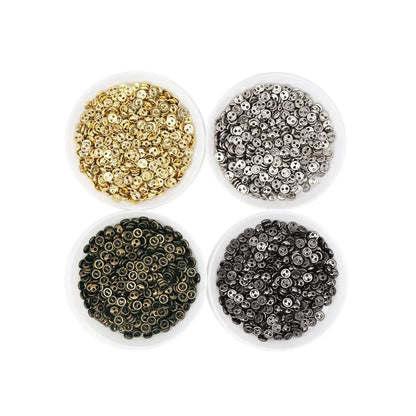 30 Mini-boutons métalliques (3-8 mm) – Boutons ronds à 2 trous pour vêtements de poupée DIY, couture, scrapbooking et loisirs créatifs