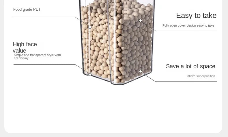 Juego de recipientes herméticos de cocina – Contenedores grandes de plástico para granos con tapas a prueba de humedad para almacenar alimentos y condimentos