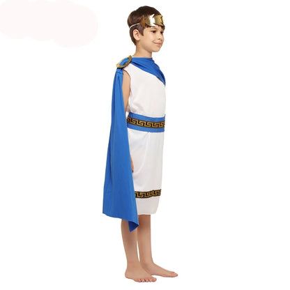 Kids Grecian Toga Cosplay Costume Set – Roman Greek Goddess Outfit for Boys & Girls, Halloween, Purim, Mardi Gras & Party Fancy Dress