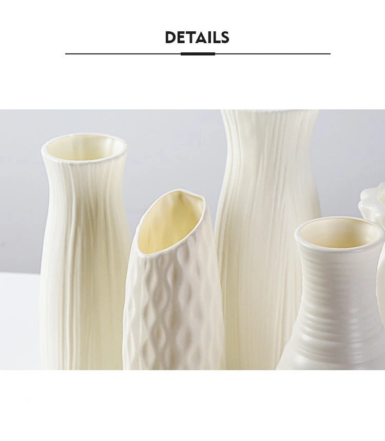 Nordic Modern Plastic Flower Vase – Minimalist Decorative Vase for Fresh Flowers & Home Décor