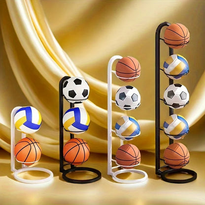 Organisateur de ballons de sport en métal noir – Support de rangement multifonctionnel pour la maison, le garage et la salle de sport