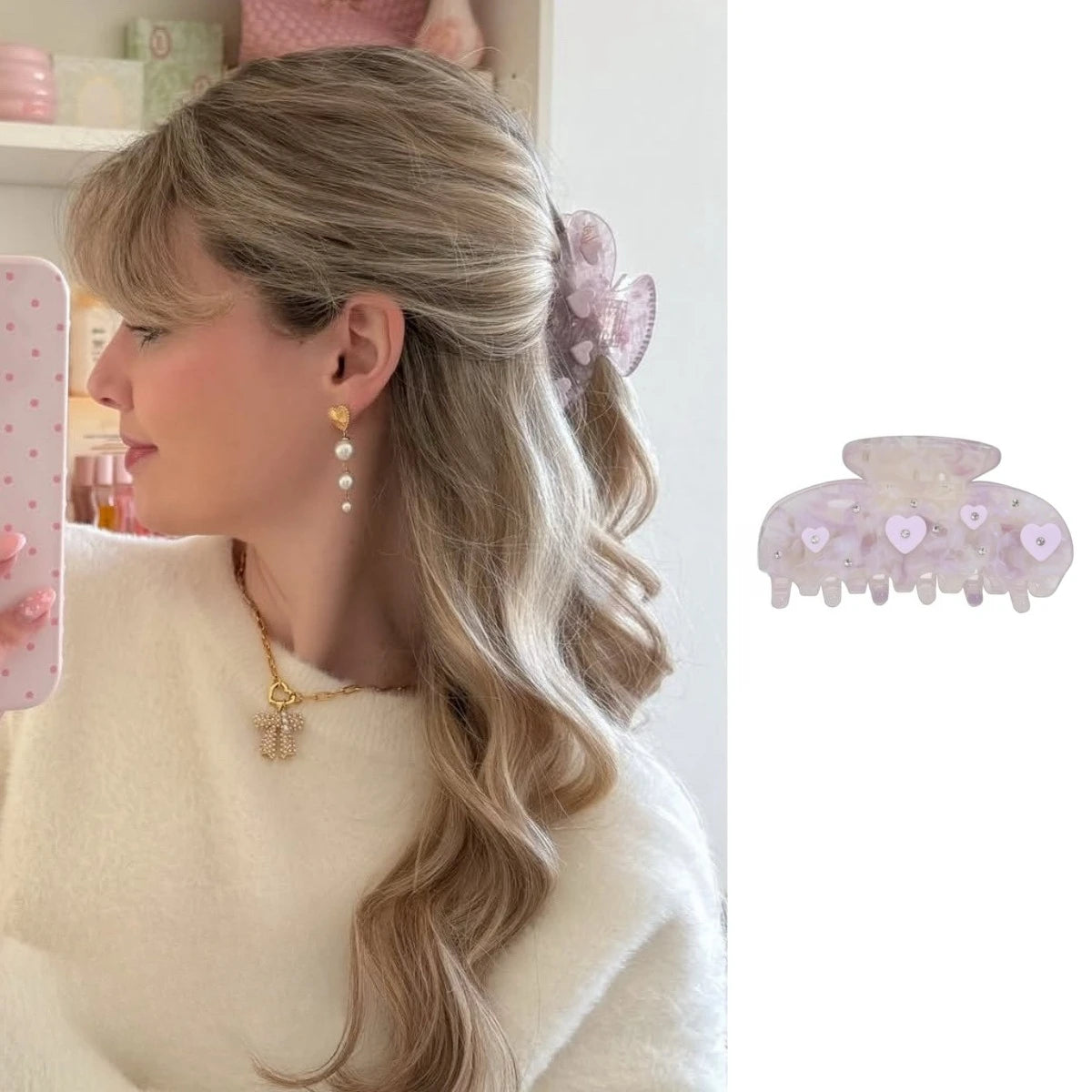 Pinzas para el pelo de cereza bonitas – Pinzas para el pelo de acetato con diamantes de imitación de frutas, flores y mariposas para mujeres y niñas | Accesorios para el pelo de moda Kawaii