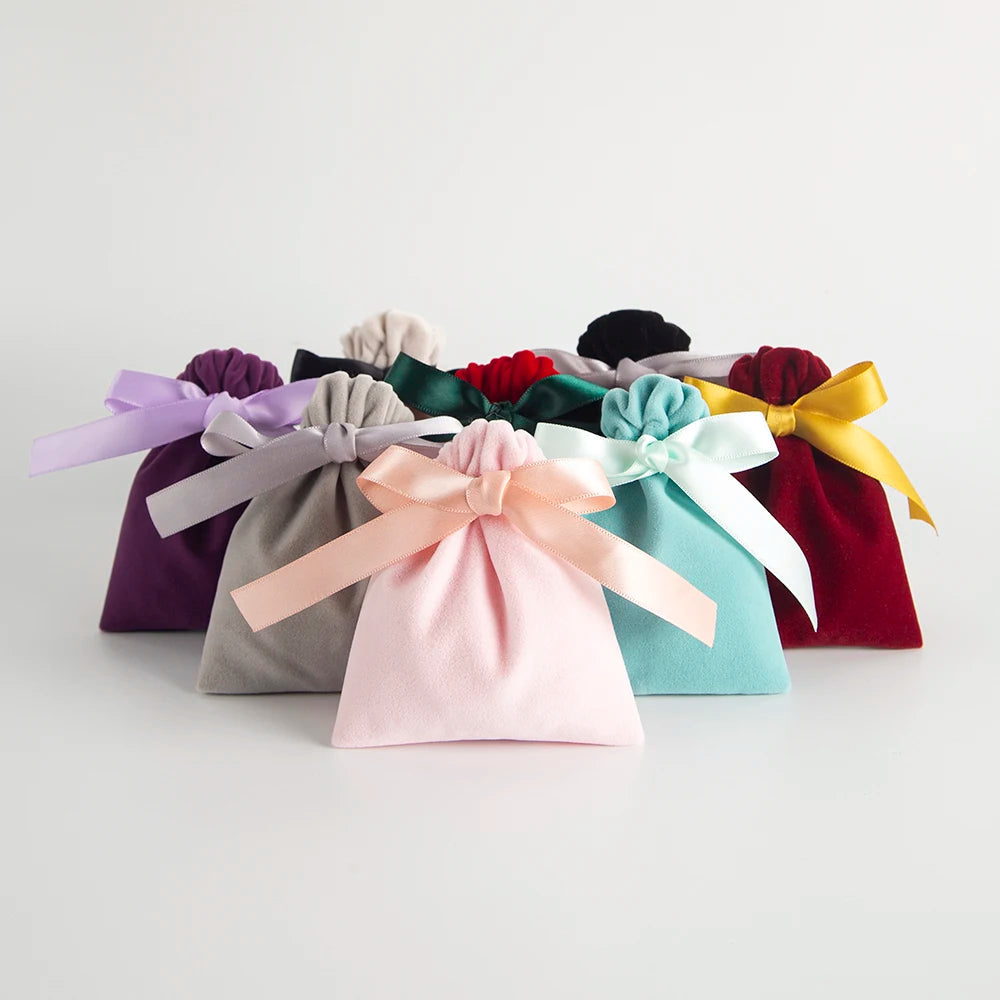 10 Bolsas de Terciopelo con Cordón – Bolsitas de Regalo con Cinta 10x12cm para Empaque de Joyas, Recuerdos de Boda, Almacenamiento de Viaje y Dulces