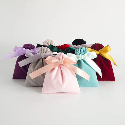 10 Bolsas de Terciopelo con Cordón – Bolsitas de Regalo con Cinta 10x12cm para Empaque de Joyas, Recuerdos de Boda, Almacenamiento de Viaje y Dulces