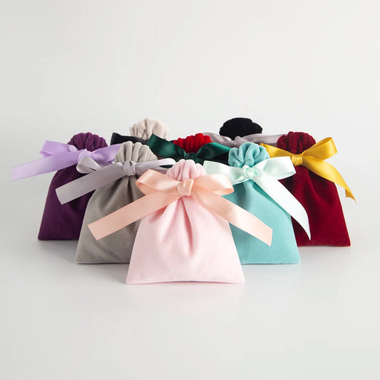 10 Bolsas de Terciopelo con Cordón – Bolsitas de Regalo con Cinta 10x12cm para Empaque de Joyas, Recuerdos de Boda, Almacenamiento de Viaje y Dulces